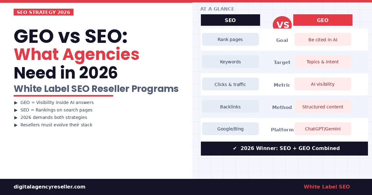 GEO vs SEO: What White Label SEO Reseller Programs Need to Offer in 2026